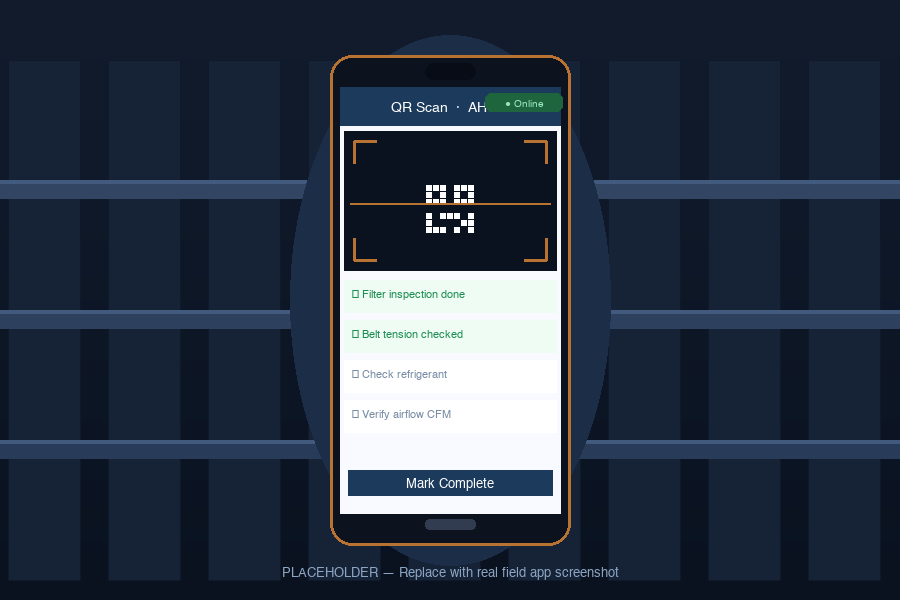ProLogPM Field mobile app in mechanical room